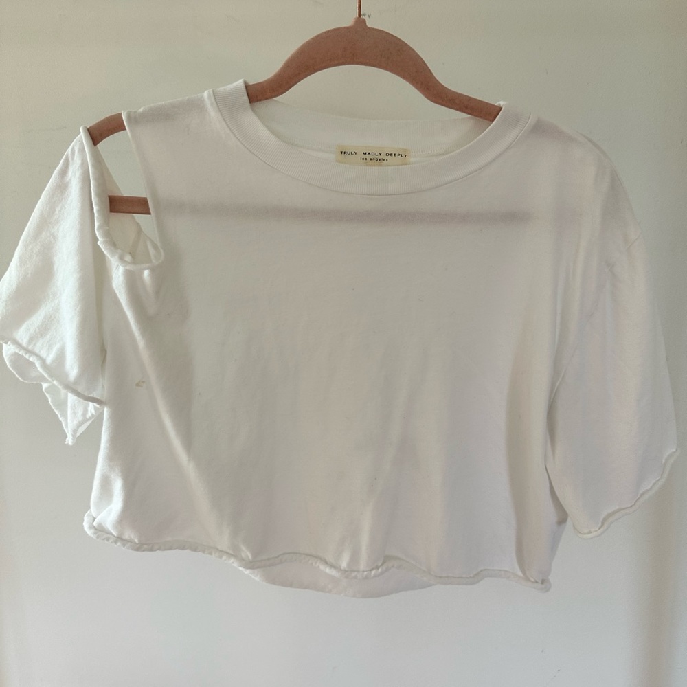 Truly Madly Deeply distressed cropped tee shirt